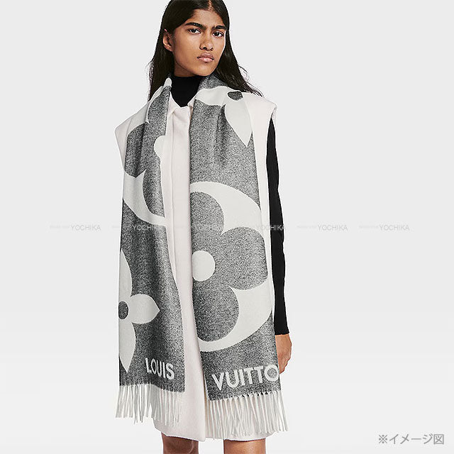 [Pre-loved] LOUIS VUITTON muffler Echarpe The Ultimate Shine Monogram Gris Cashmere/Silk/Polyester/Nylon M78120[LIKE NEW][Authentic]