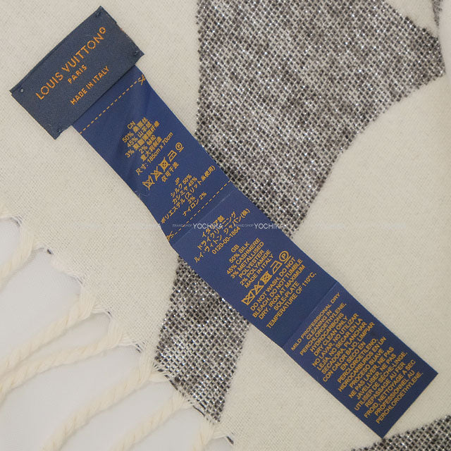 [Pre-loved] LOUIS VUITTON muffler Echarpe The Ultimate Shine Monogram Gris Cashmere/Silk/Polyester/Nylon M78120[LIKE NEW][Authentic]