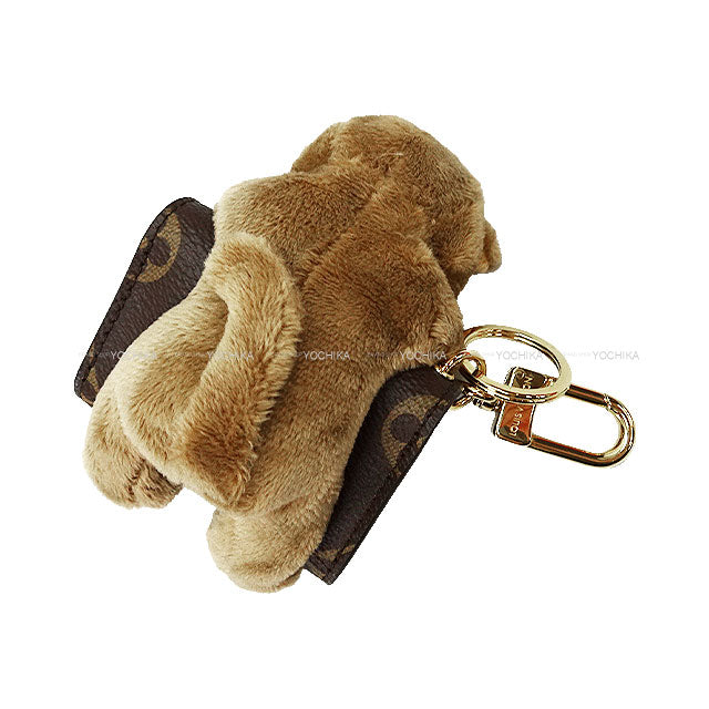 LOUIS VUITTON keyring(key holder) Cute Monogram Cat Case Bag charm Brown Monogram Canvas Gold HW M01561[EXCELLENT][Authentic]