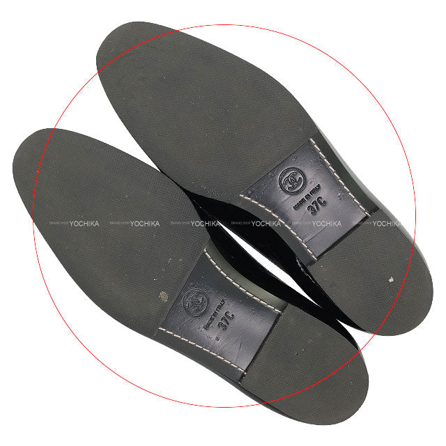 [Pre-loved] CHANEL loafers Moccasin Coco mark Noir (Black) Patent Enamel Leather #37 G33153[LIKE NEW][Authentic]