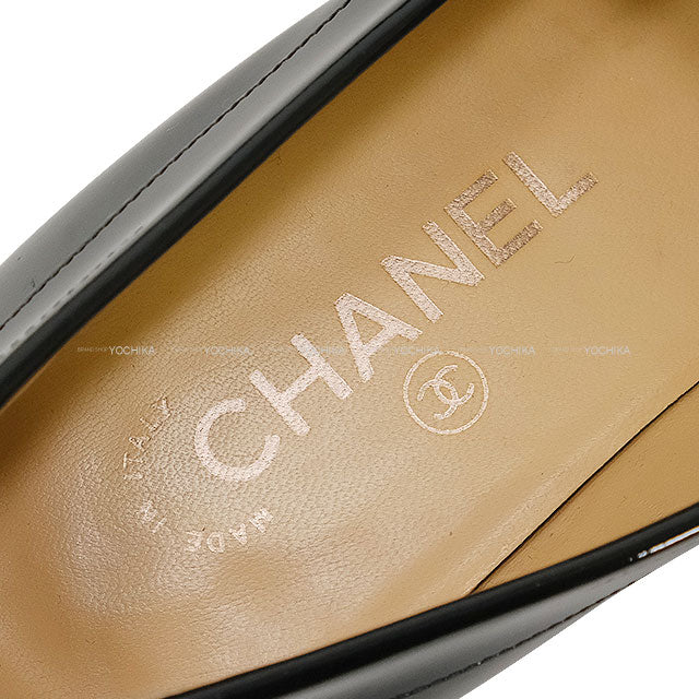 [Pre-loved] CHANEL loafers Moccasin Coco mark Noir (Black) Patent Enamel Leather #37 G33153[LIKE NEW][Authentic]