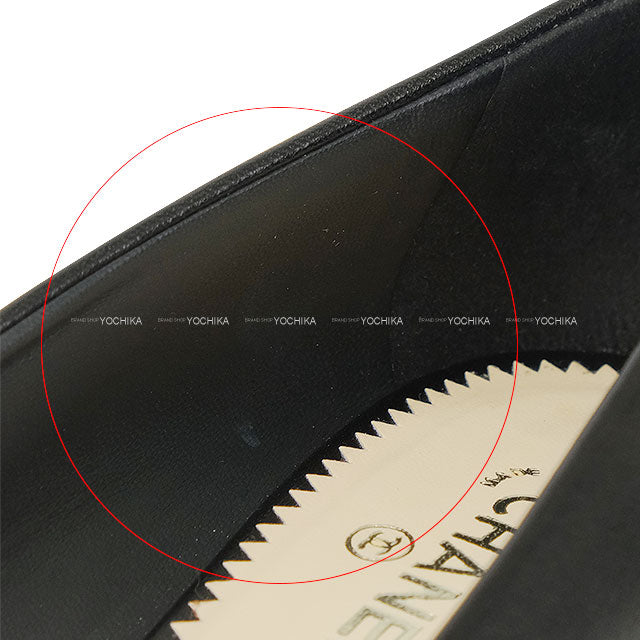 [Pre-loved] CHANEL pumps Heel Coco mark Pearl Noir (Black) Calf #36.5 G29061[LIKE NEW][Authentic]