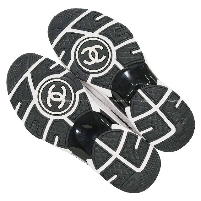 [Pre-loved] CHANEL sneakers Coco mark 24P White/Blue/Black/Gray Tweed/Suede/Calfskin #39 G38299[LIKE NEW][Authentic]