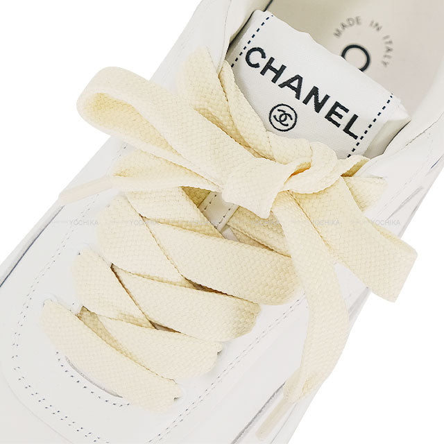 CHANEL sneakers Low cut Coco mark Leather Blanc (White) Calfskin #35 G39978[BRAND NEW][Authentic]