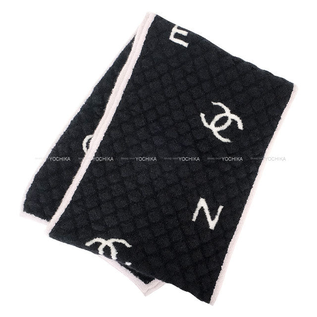 2024AW CHANEL muffler Reversible Coco mark Matelasse Bicolor Noir (Black)/Blanc (White) Cashmere/Wool/Silk AAA329[EXCELLENT][Authentic]