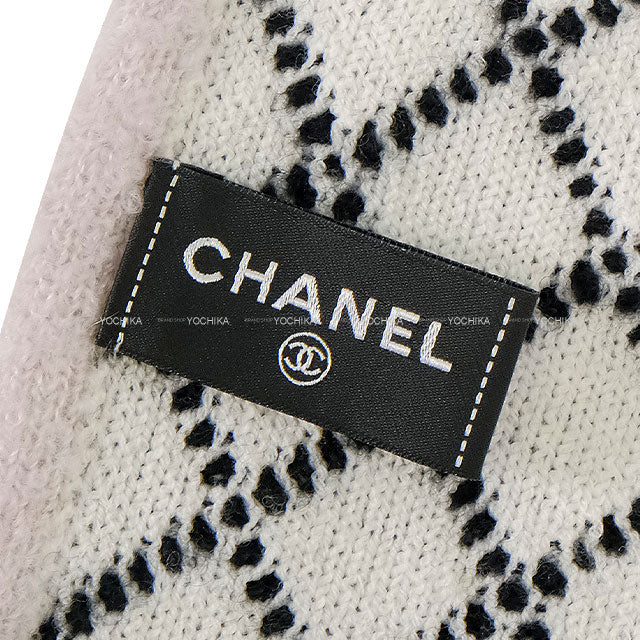 2024AW CHANEL muffler Reversible Coco mark Matelasse Bicolor Noir (Black)/Blanc (White) Cashmere/Wool/Silk AAA329[EXCELLENT][Authentic]