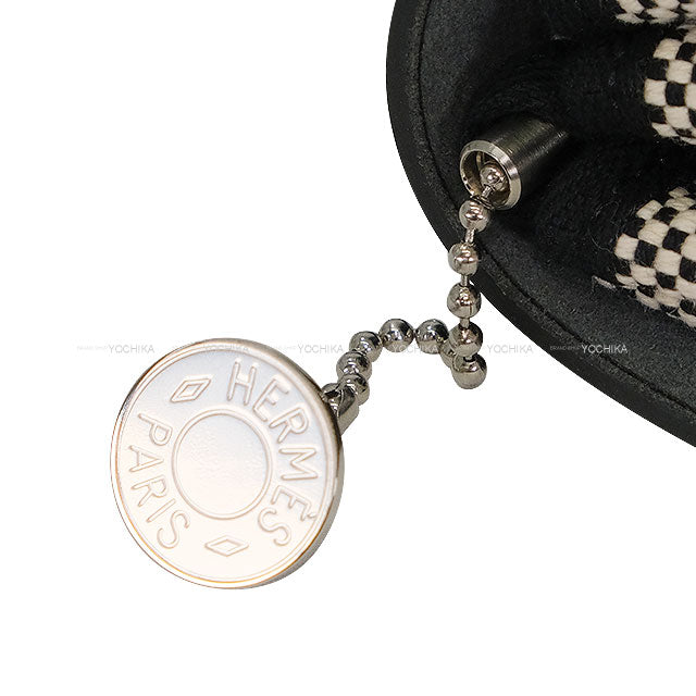 HERMES Shoulder bag HerBag Zip 31 PM Retourne Noir (Black) Ecru Toile Criss Viking/Vache Hunter Silver HW Stamp D[EXCELLENT][Authentic]