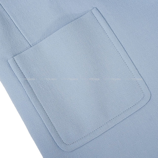 2017 Miu Miu Stainless collar coat Sequins collar Big button Blue/white/black Wool #42 MS1354[EXCELLENT][Authentic]