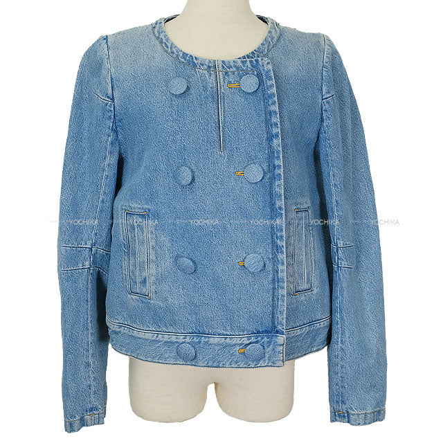 2024SS LOUIS VUITTON Denim jacket Women's Double Breasted Blue Cotton #42 1AFPBP[EXCELLENT][Authentic]