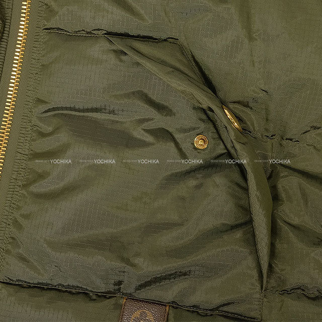 2023 AW LOUIS VUITTON Down jacket Ladies Monogram Accent Pillow Puffer Cape Poncho Coat Kaki/Brown/Noir (Black) Nyron/Polyester/Cow Leather #42 Gold HW 1ABR7I[EXCELLENT][Authentic]