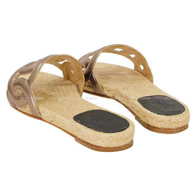 [Pre-loved] HERMES sandals Espadrille Famosa Chaine d’Ancre (Old) Dore (Metallic Gold) Nappa Leather #35[LIKE NEW][Authentic]