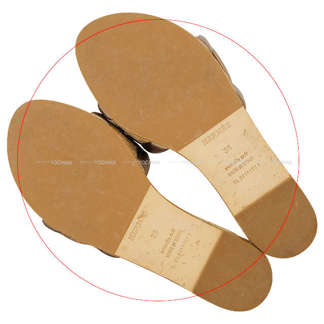 [Pre-loved] HERMES sandals Espadrille Famosa Chaine d’Ancre (Old) Dore (Metallic Gold) Nappa Leather #35[LIKE NEW][Authentic]