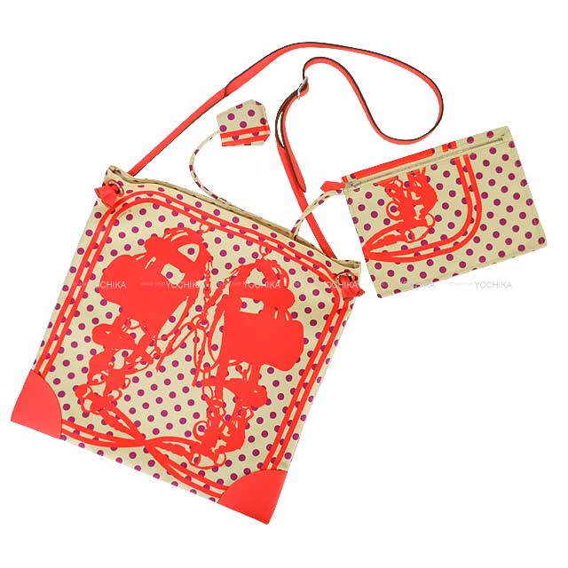 HERMES Shoulder bag Silky city 33 PM Brides de Gala Phantom Jaune Milton/Orange Field Silk/Veau Swift Stamp K[EXCELLENT][Authentic]