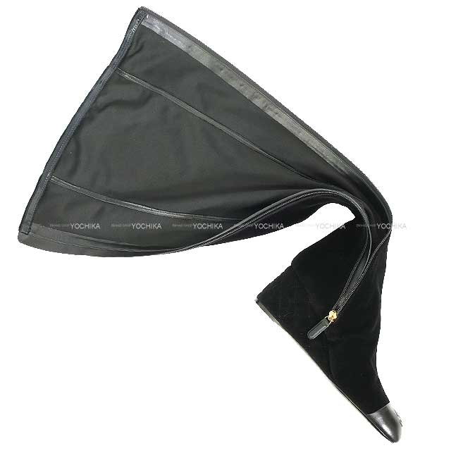 2024-2025 Metiers d'Art Collection CHANEL boots Matelasse Thigh-High Stretch Heel Coco mark Noir (Black) Velvet/Lambskin #37C Champagne Gold HW G46564[BRAND NEW][Authentic]