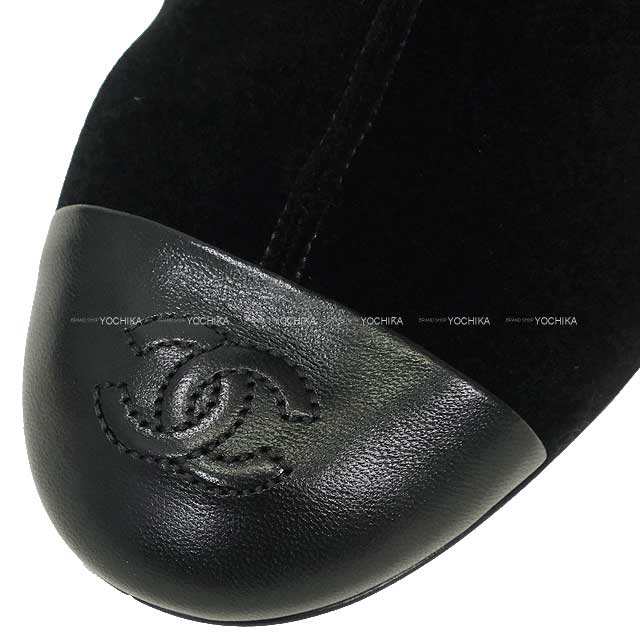 2024-2025 Metiers d'Art Collection CHANEL boots Matelasse Thigh-High Stretch Heel Coco mark Noir (Black) Velvet/Lambskin #37C Champagne Gold HW G46564[BRAND NEW][Authentic]
