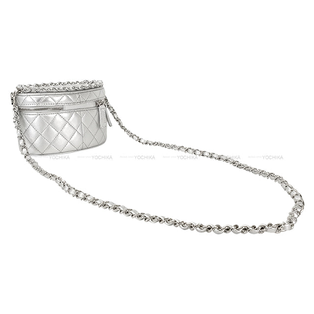 2025 New CHANEL Shoulder bag Vanity Matelasse Coco mark Chain Handle Silver Metallic Lambskin Silver HW AS5335[BRAND NEW][Authentic]