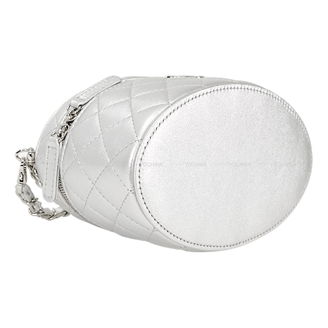 2025 New CHANEL Shoulder bag Vanity Matelasse Coco mark Chain Handle Silver Metallic Lambskin Silver HW AS5335[BRAND NEW][Authentic]