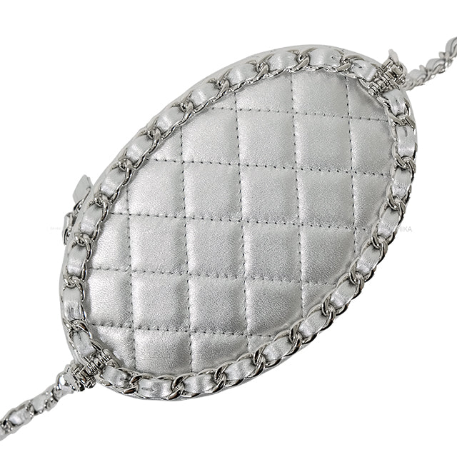 2025 New CHANEL Shoulder bag Vanity Matelasse Coco mark Chain Handle Silver Metallic Lambskin Silver HW AS5335[BRAND NEW][Authentic]