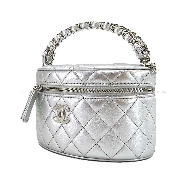 2025 New CHANEL Shoulder bag Vanity Matelasse Coco mark Chain Handle Silver Metallic Lambskin Silver HW AS5335[BRAND NEW][Authentic]