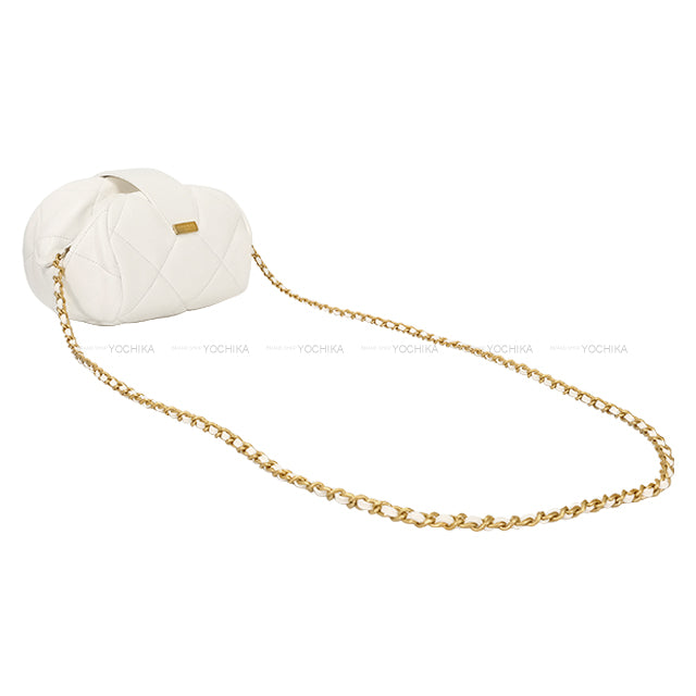 2024-2025 Metiers d'Art Collection CHANEL Shoulder bag Matelasse Cuff Bag Chain Coco mark Blanc (White) Shiny Lambskin Antique Gold HW AS5602[BRAND NEW][Authentic]