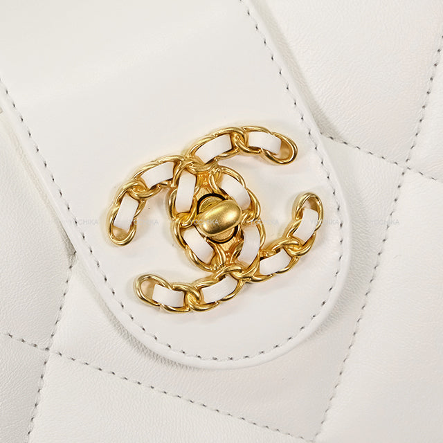 2024-2025 Metiers d'Art Collection CHANEL Shoulder bag Matelasse Cuff Bag Chain Coco mark Blanc (White) Shiny Lambskin Antique Gold HW AS5602[BRAND NEW][Authentic]