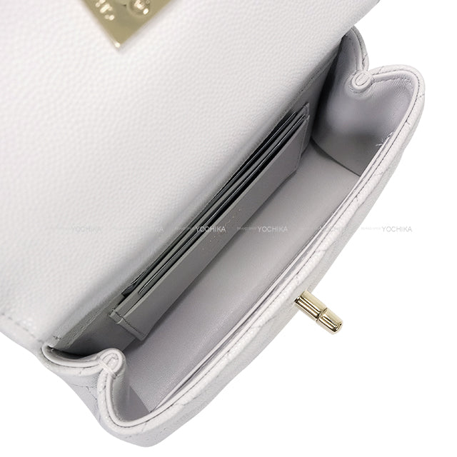 CHANEL Shoulder bag COCO Handle Mini Matelasse Light gray Graind Calf(Caviarskin) Champagne Gold HW AP4244[BRAND NEW][Authentic]