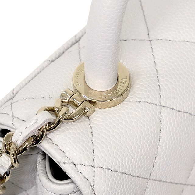 CHANEL Shoulder bag COCO Handle Mini Matelasse Light gray Graind Calf(Caviarskin) Champagne Gold HW AP4244[BRAND NEW][Authentic]