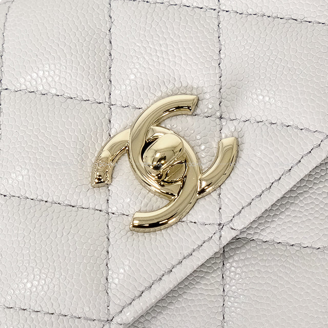 CHANEL Shoulder bag COCO Handle Mini Matelasse Light gray Graind Calf(Caviarskin) Champagne Gold HW AP4244[BRAND NEW][Authentic]