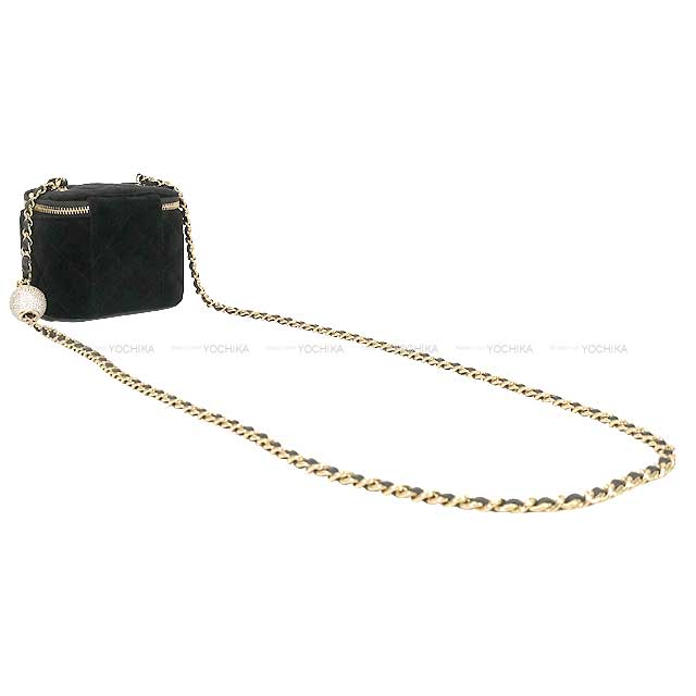 2024-2025 Metiers d'Art Collection CHANEL Shoulder bag Small Vanity Case Matelasse Coco Mark Crystal Ball Adjuster Noir (Black) Velvet Strass Champagne Gold HW AP1447[BRAND NEW][Authentic]