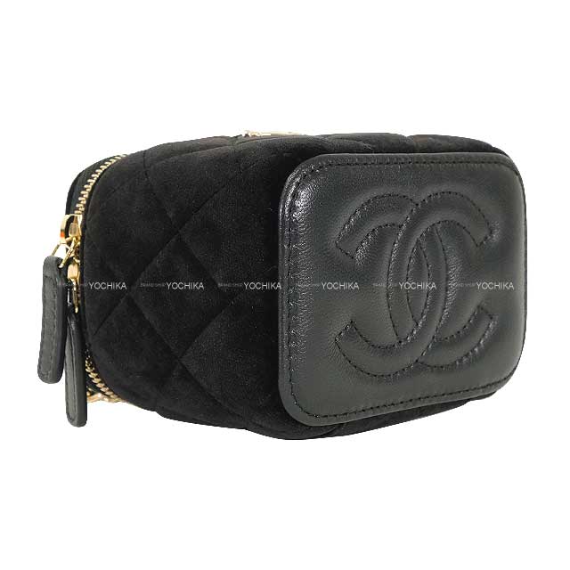 2024-2025 Metiers d'Art Collection CHANEL Shoulder bag Small Vanity Case Matelasse Coco Mark Crystal Ball Adjuster Noir (Black) Velvet Strass Champagne Gold HW AP1447[BRAND NEW][Authentic]