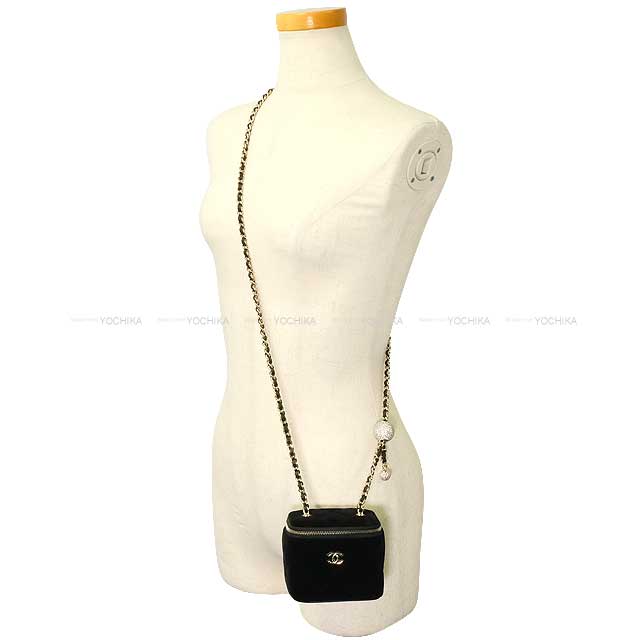 2024-2025 Metiers d'Art Collection CHANEL Shoulder bag Small Vanity Case Matelasse Coco Mark Crystal Ball Adjuster Noir (Black) Velvet Strass Champagne Gold HW AP1447[BRAND NEW][Authentic]