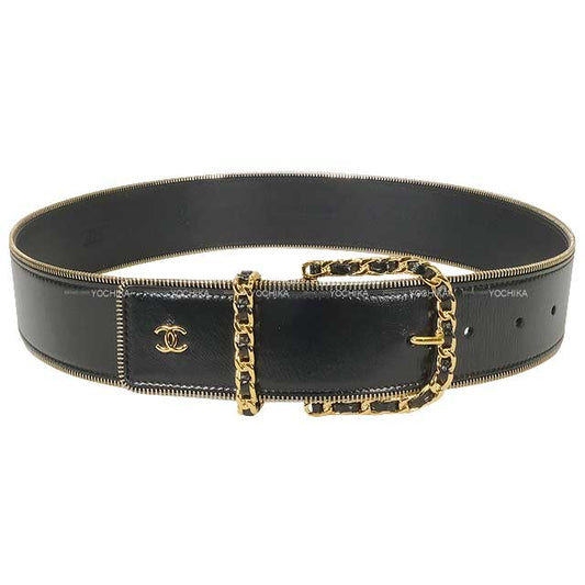 2024 AW CHANEL belt Coco mark Logo Chain Buckle zipper trim Noir (Black) Lambskin Gold HW AAA453[BRAND NEW][Authentic]