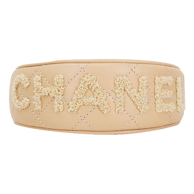 2024AW CHANEL hair accessories Matelasse Logo Headband Hairband Beige Lambskin AA9761[BRAND NEW][Authentic]