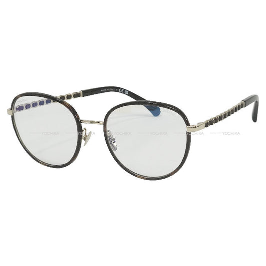 CHANEL eyeglasses Pant Shape Coco mark Temple Blue Light Blocking eyewear Brown Metal/Calfskin Gold HW 2223QS[BRAND NEW][Authentic]