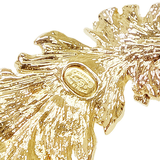 New 2025 SS CHANEL ear jewelry single Leaf Coco mark rhinestone Champagne Gold Metal /Strass Champagne Gold HW ABF695[BRAND NEW][Authentic]