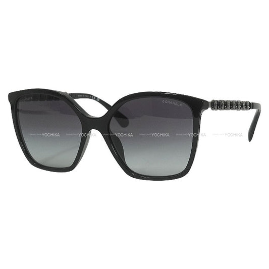CHANEL sunglass Square Shape Coco Mark Temple Noir (Black) Acetate/Calfskin 5546QA[BRAND NEW][Authentic]