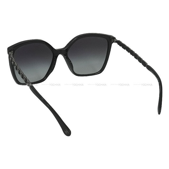 CHANEL sunglass Square Shape Coco Mark Temple Noir (Black) Acetate/Calfskin 5546QA[BRAND NEW][Authentic]