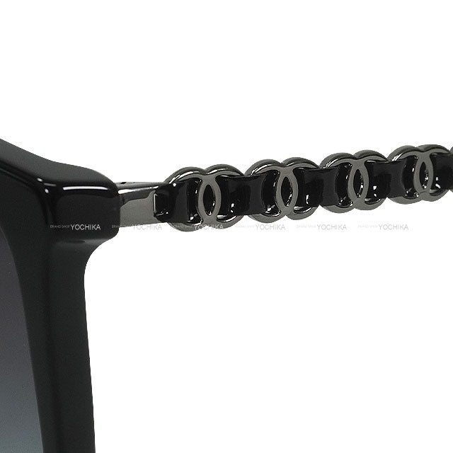 CHANEL sunglass Square Shape Coco Mark Temple Noir (Black) Acetate/Calfskin 5546QA[BRAND NEW][Authentic]