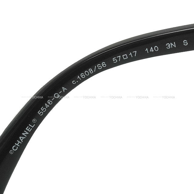 CHANEL sunglass Square Shape Coco Mark Temple Noir (Black) Acetate/Calfskin 5546QA[BRAND NEW][Authentic]