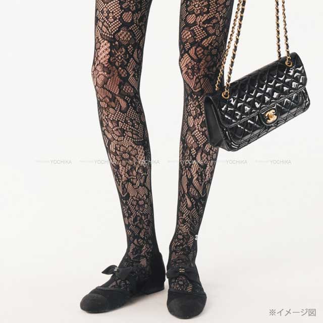 2025AW CHANEL ballet shoes(flat shoes) Mary Jane Coco mark Ribbon Flat Noir (Black) Mesh/Grosgrain #37.5c Champagne Gold HW G46701[BRAND NEW][Authentic]