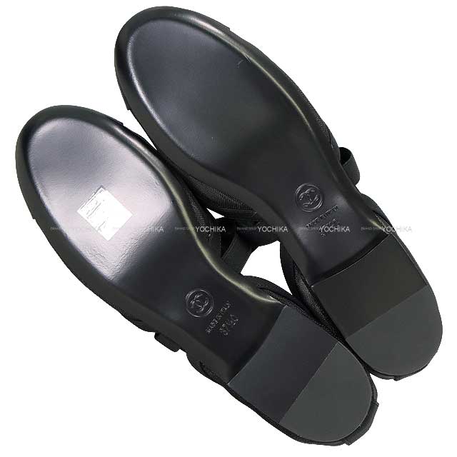 2025AW CHANEL ballet shoes(flat shoes) Mary Jane Coco mark Ribbon Flat Noir (Black) Mesh/Grosgrain #37.5c Champagne Gold HW G46701[BRAND NEW][Authentic]