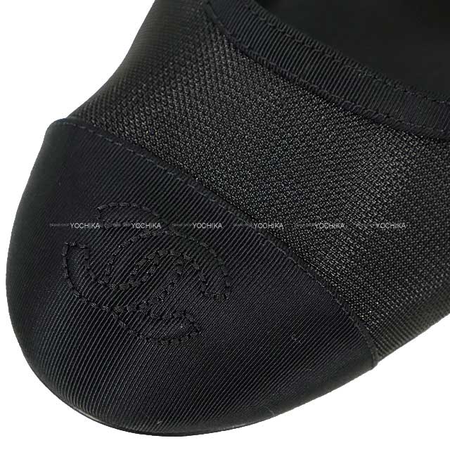 2025AW CHANEL ballet shoes(flat shoes) Mary Jane Coco mark Ribbon Flat Noir (Black) Mesh/Grosgrain #37.5c Champagne Gold HW G46701[BRAND NEW][Authentic]