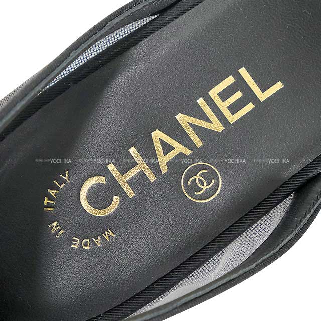 2025AW CHANEL ballet shoes(flat shoes) Mary Jane Coco mark Ribbon Flat Noir (Black) Mesh/Grosgrain #37.5c Champagne Gold HW G46701[BRAND NEW][Authentic]