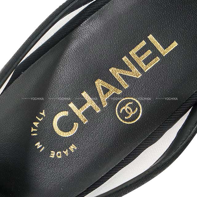 2025AW CHANEL ballet shoes(flat shoes) Mary Jane Coco mark ribbon Flat Bicolor Noir (Black)/Blanc (White) Mesh/Grosgrain #37.5c Champagne Gold HW G46701[BRAND NEW][Authentic]