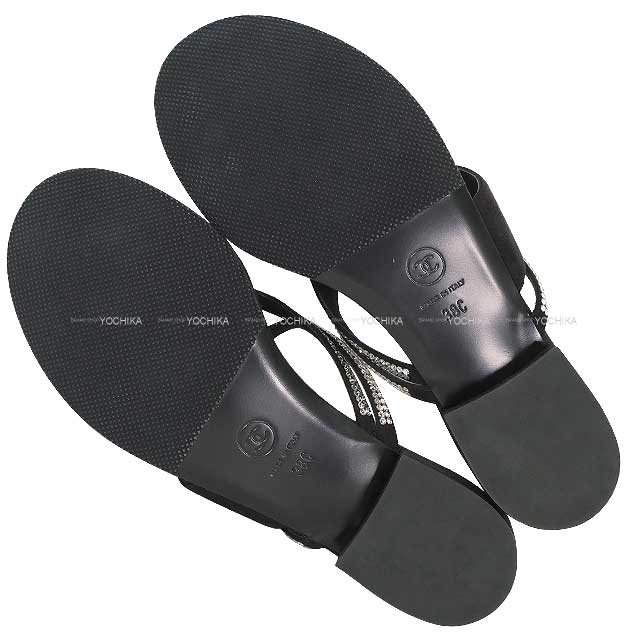 2022SS CHANEL sandals Coco mark Tong rhinestone Star Motif Noir (Black) Suede/Leather #38 Silver HW G38758[EXCELLENT][Authentic]