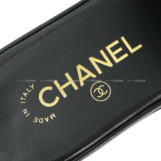 [Pre-loved] 2024 CHANEL sandals Coco mark Camelia Platform Mules Noir (Black) Lambskin #37.5c Champagne Gold HW G45498[LIKE NEW][Authentic]