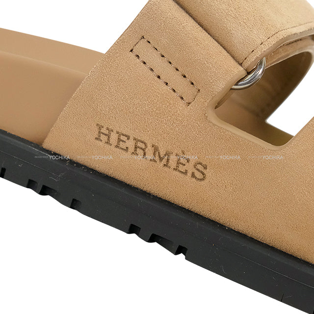 HERMES sandals Cypre Beige Sable Chevre Veroa #38[BRAND NEW][Authentic]