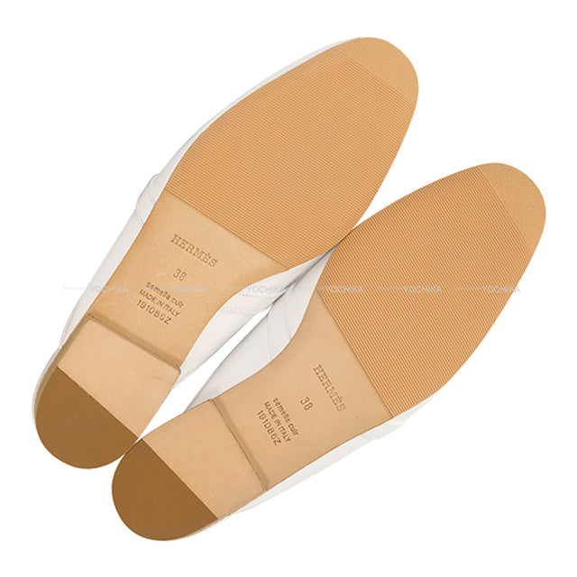 HERMES sandals mule Oz Kelly buckle Faubourg Rainbow Blanc (White)/Multicolor Calf #38[EXCELLENT][Authentic]