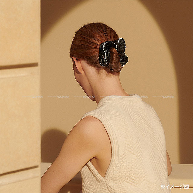 HERMES hair accessories Chou chou Claudia SELLIER charm Noir (Black) Agneaunappalize/Clou de Selle[BRAND NEW][Authentic]