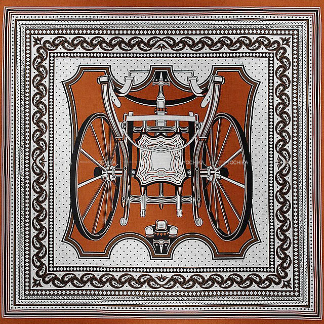 2024 AW HERMES scarf Carre 140 chariot wheel Bandana Caramel/Glycine/Black Cashmere70% / Silk30%[BRAND NEW][Authentic]